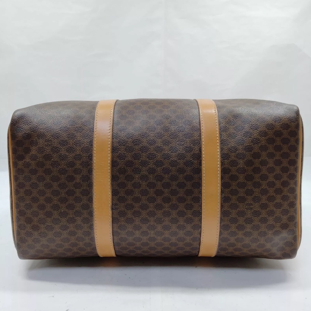 💯AUTH CELINE BOSTON BAG MACADAM PVC/LEATHER BROWN UNISEX - Picture 5 of 10